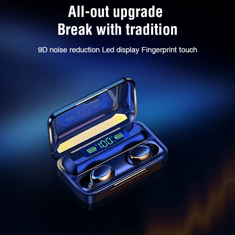 US Warehouse F9 Led Digital Display Tws V5.0 9D Stereo Earphones Wireless Headset Sport Headphone Low Latency Tws Earbuds