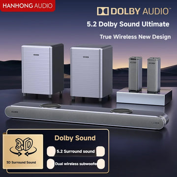 310W Real 5.2 Channel Home Theater System with Dual Wireless Subwoofers Dolby Audio Soundbar for TV 069DB-M