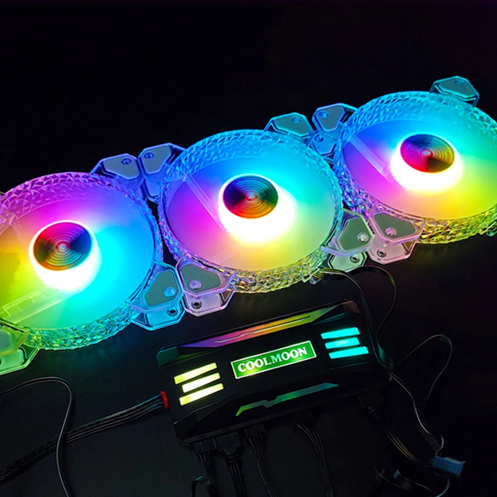 COOLMOON RGB Controller 4Pin PWM 5V 3Pin ARGB Cooling Fan Smart Remote Control for Computer PC Case Chassis Radiator