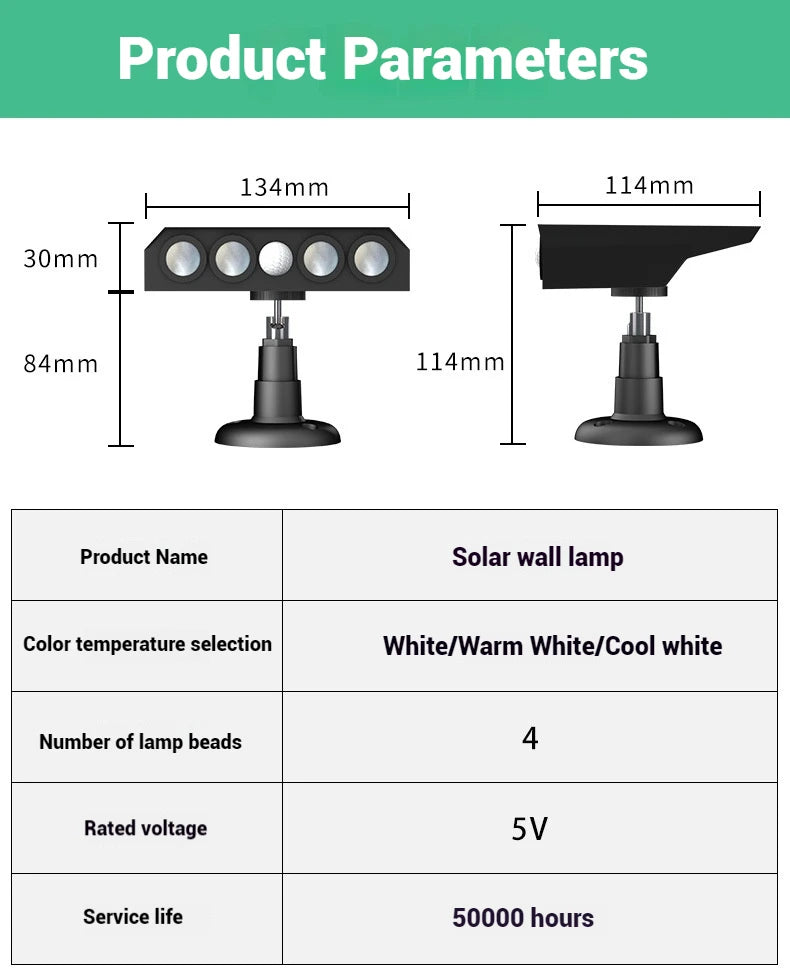 Outdoor IP65 Waterproof LED Solar Wall Lamp with Motion Sensor ABS Body Garden Landscape Path Lighting
