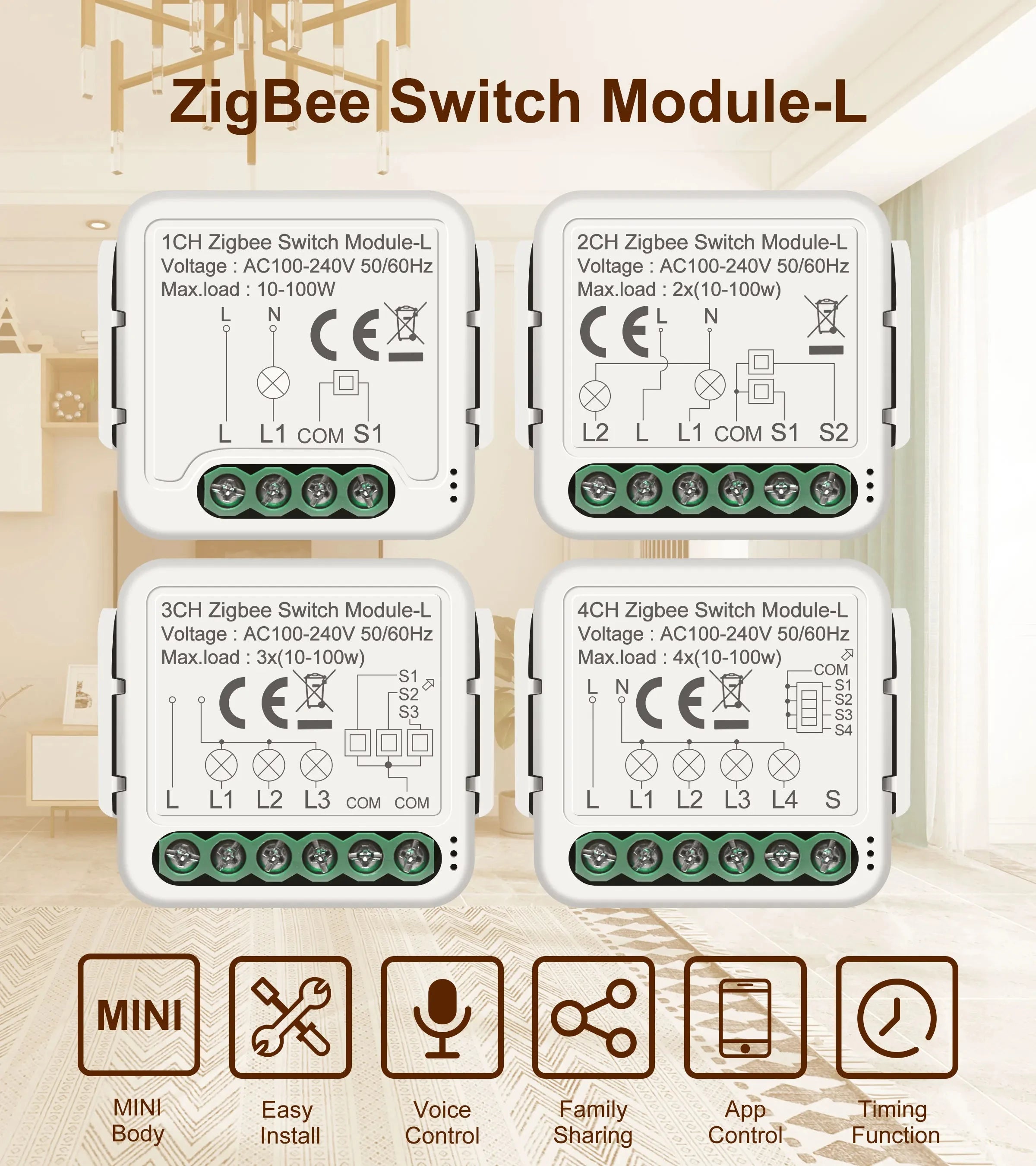 Smart Home Devices ODM OEM Wall Mount Tuya App Control Zigbee Switch Module Trigger Relay Without Neutral Line