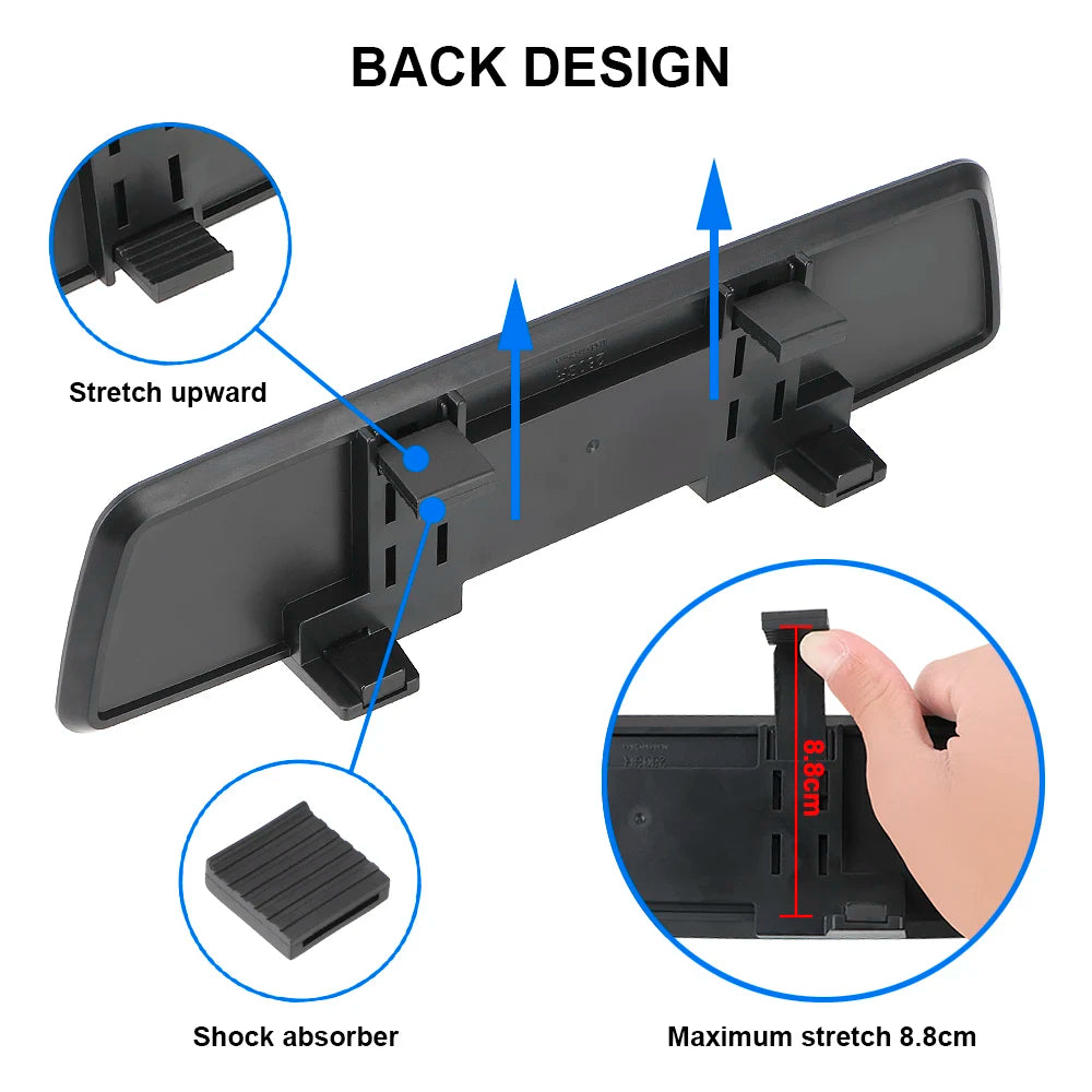 2.5D Full Screen HD Glass Anti-glare Wide-angle Blue Frameless Mirror Car Interior Rear View Mirror 3000R Micro Curvature Lens