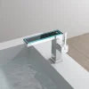 Luxury Modern Single-Hole Basin Faucet Digital Display Brushed Gold Hot Cold Water Mixer Tap Ceramic Brass Bathroom Taps
