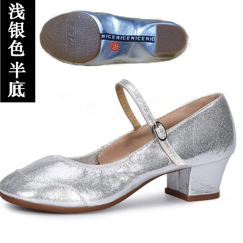 50%OFF Shoes Latin Dance-Shoes for Ladies Modern Tango Dancing  Square Heels Red Salsa Shoes Closed Toe Rubber Sole