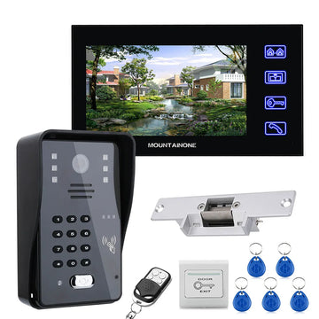 7" RFID Password Video Door Phone Intercom Doorbell With IR Camera 1000 TV Line With NO-Electric Strike Door Lock