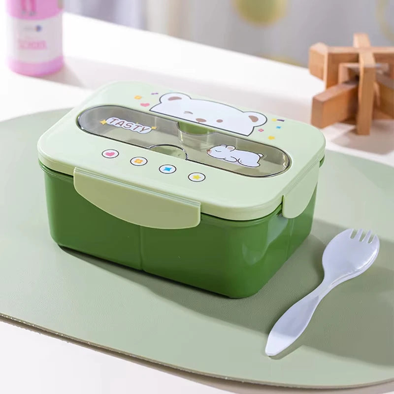 Microwave Safe Bento Box Food Grade Plastic Leak Proof Lunch Container With Cup Holder Office School Home Meal Prep Storage