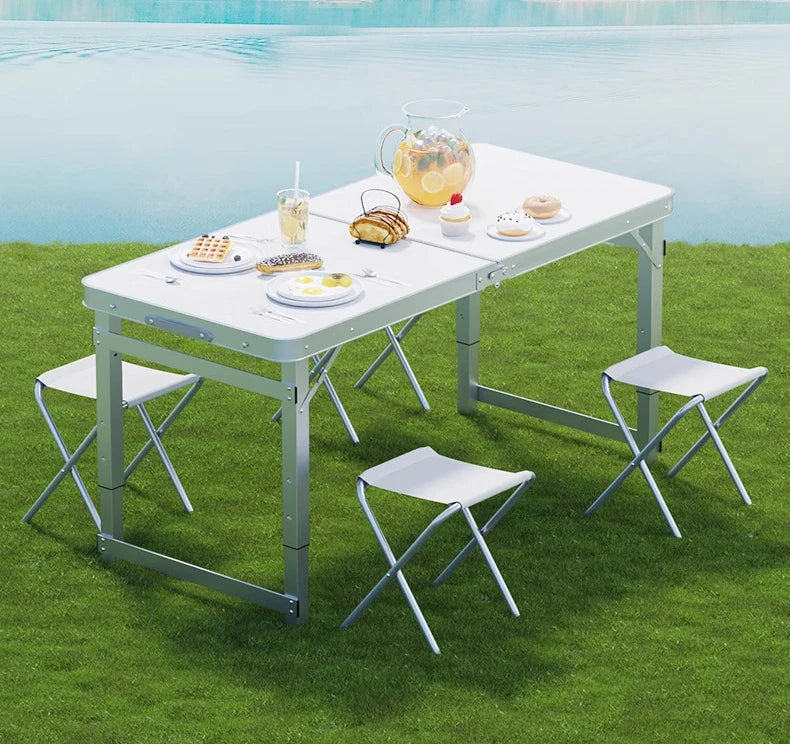 Modern Portable Stainless Steel and Aluminum Folding Table for Outdoor Activities Like Beach Hiking Camping
