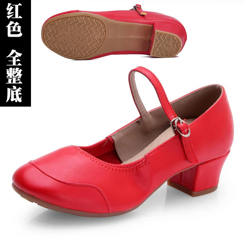 50%OFF Shoes Latin Dance-Shoes for Ladies Modern Tango Dancing  Square Heels Red Salsa Shoes Closed Toe Rubber Sole