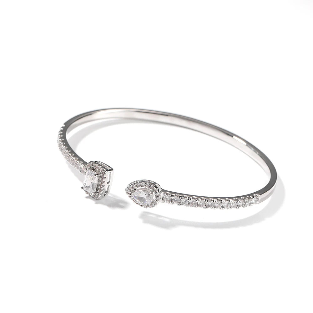Hot Sale Design Bracelets Women Classic Simple Style Bangles Jewelry Women Brass Zircon Diamond Open Bangle Wholesale Price