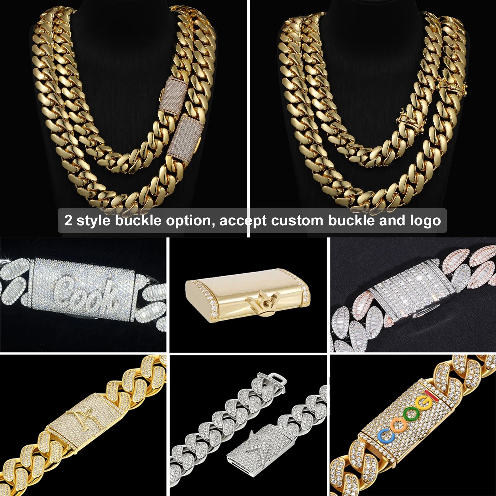 Cadenas Cubana Wholesale Hip Hop Jewelry Luxury 14K 18K 24K Gold Plated Choker Solid Miami Cuban Link Chain Necklace for Men