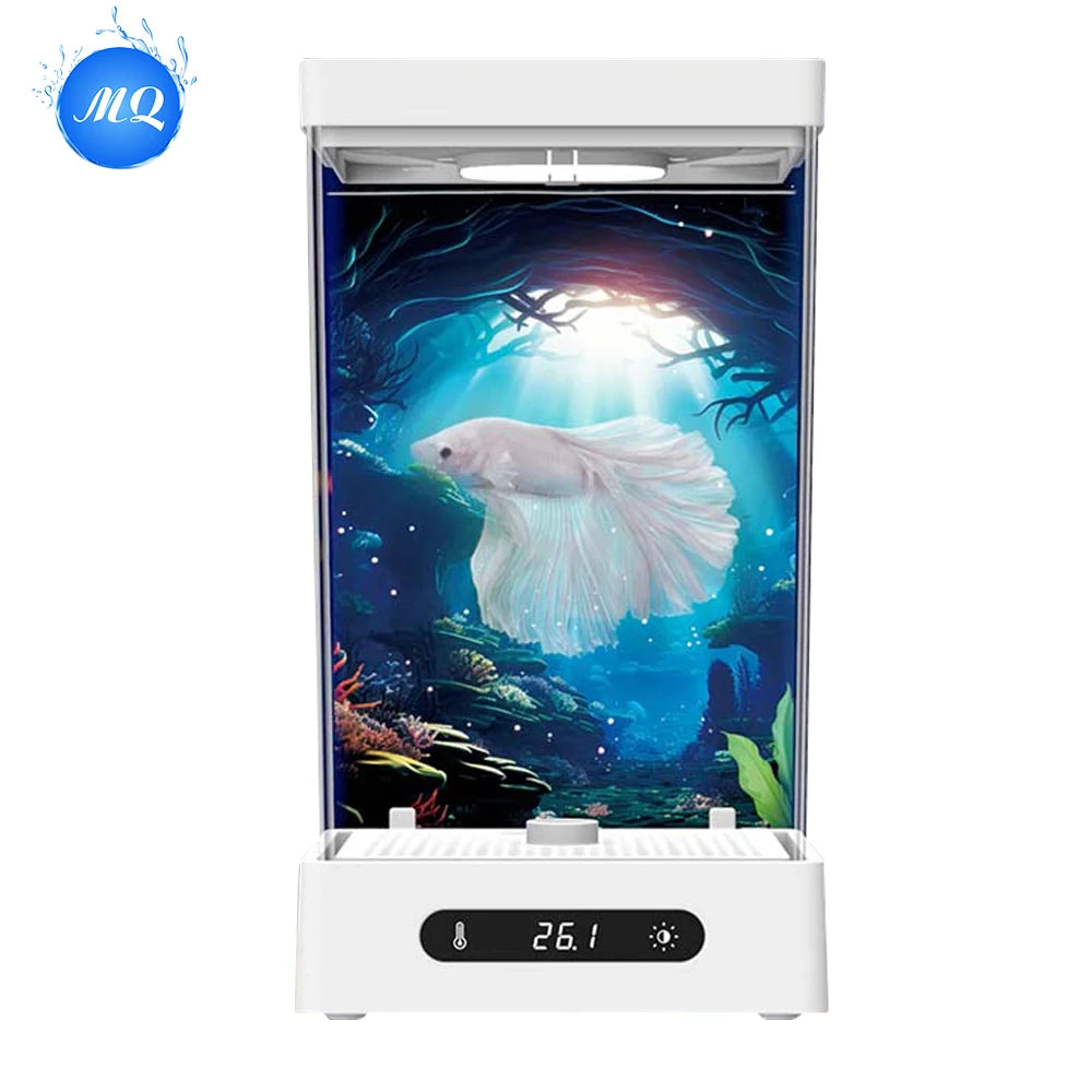 New Design Smart Fish Tank with Energy-efficient and Bright Full-spectrum RGB Lightings for 5cm or Smaller Aquatic Pets