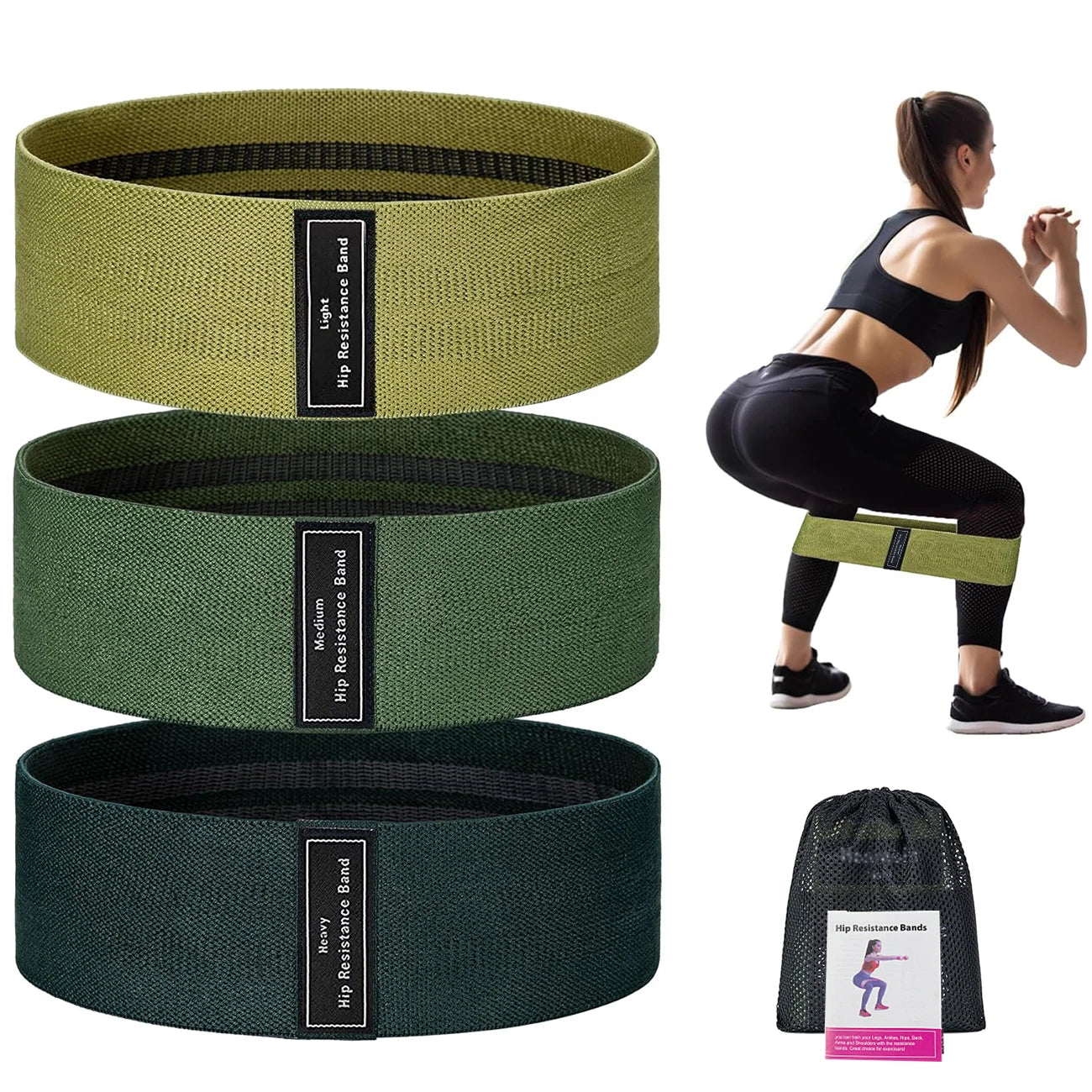 Custom Logo Elastic Yoga Fabric Resistance Bands Unisex Sport Exercise Hip Booty Bands Workout Home Fitness Bands for Home Gym