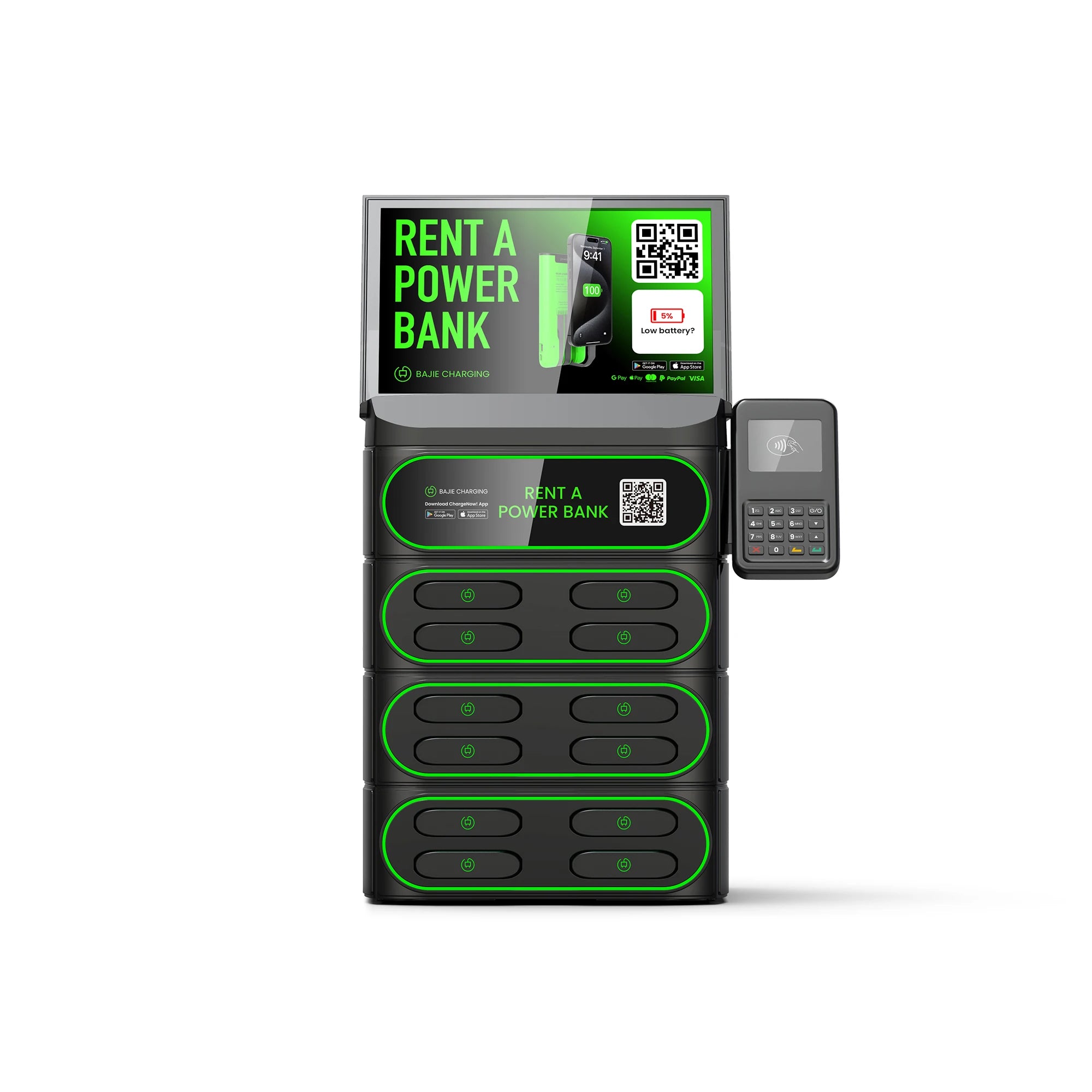 Portable Mobile Phone Charging Station NFC Tap Card Reader Rental Power Banks with Share Function