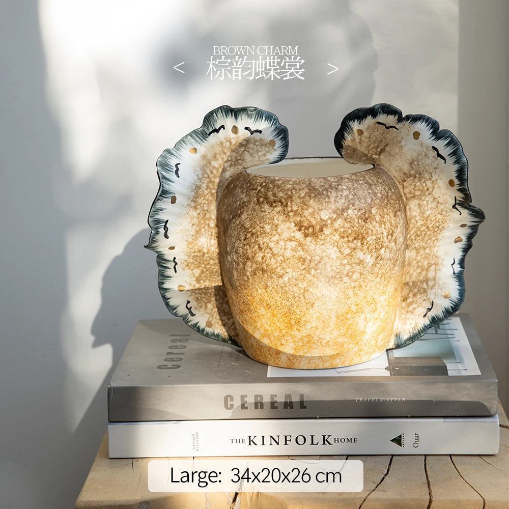 Merlin Living Hand Painting Flower Vase for Home Decor Butterfly Vase Ceramic Decoration Chaozhou Ceramic Factory Wholesale