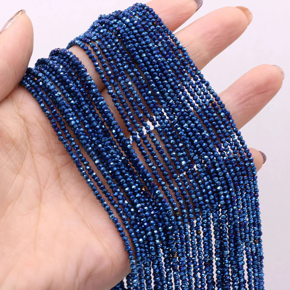 Natural Semi-Precious Stone Crystal Quartz Loose Beads Plating Color 2mm for Jewelry Making DIY Bracelet Necklace Lenght 38cm