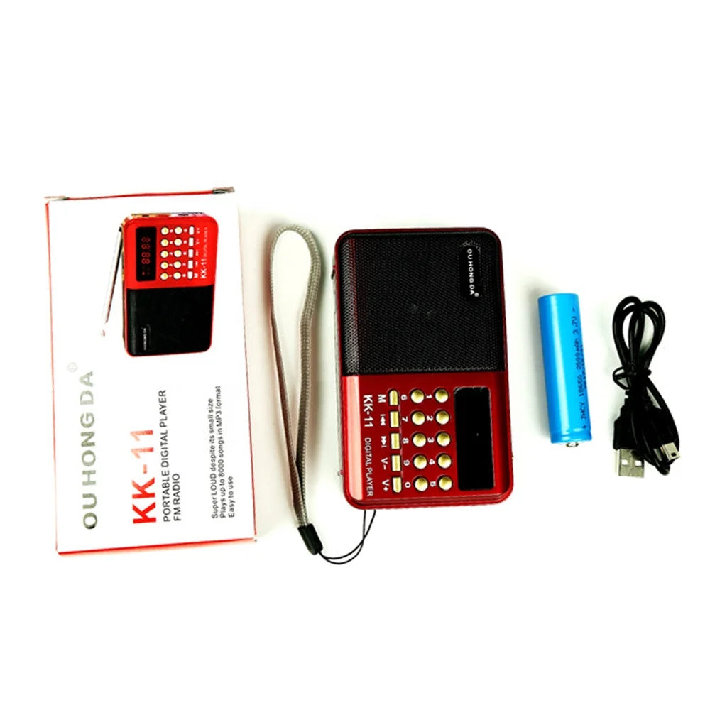 Rechargeable Mini Portable Radio Handheld Digital FM USB TF MP3 Player Outdoor Speaker