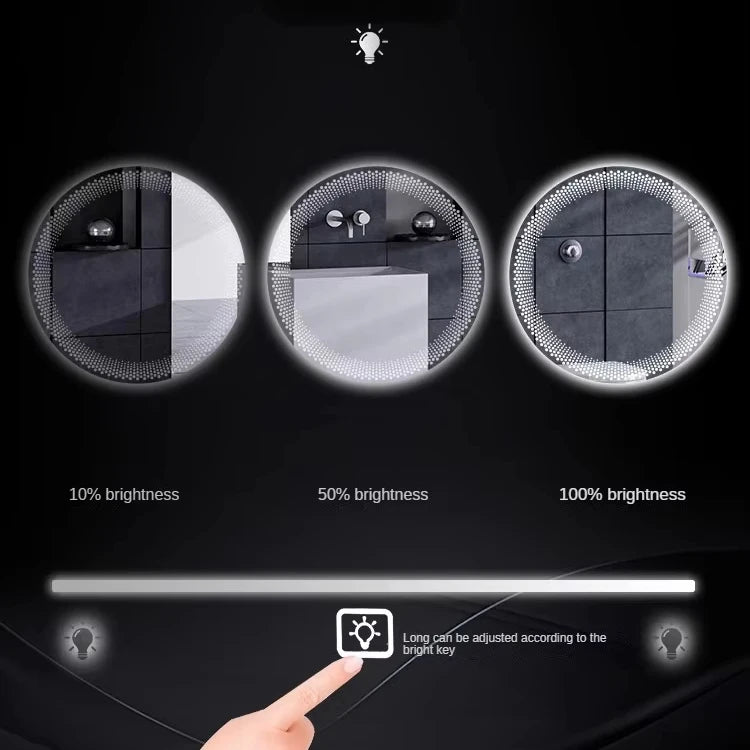 Modern LED Wall-Mounted Smart Defogging Bathroom Mirror with Light