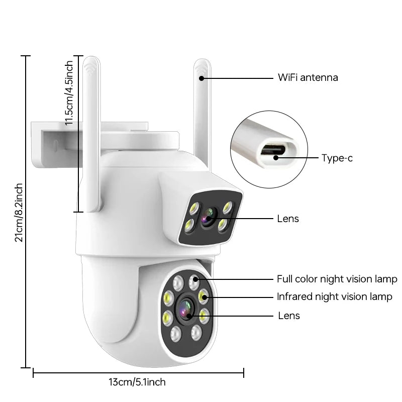 4MP Wireless Home Security Camera Baby Pet Hd Ptz Smart Camera Wifi Mobile App Video Call Sound Detection Memory Card