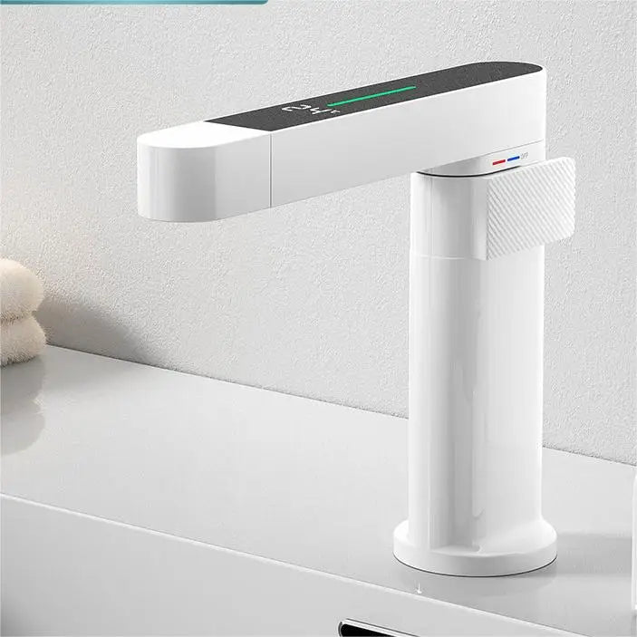 Mixer Gun Brass Basin Taps Faucet Spray Hot Cold Bathroom Basin Face Faucets Grey Modern Smart Digital Display Pull Out Down