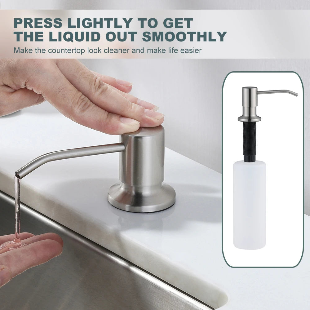 Modern Kitchen Faucet with Soap Dispenser,Nickel Kitchen Mixer Tap Stainless Steel Sink Faucet for Sink RV Laundry Bar