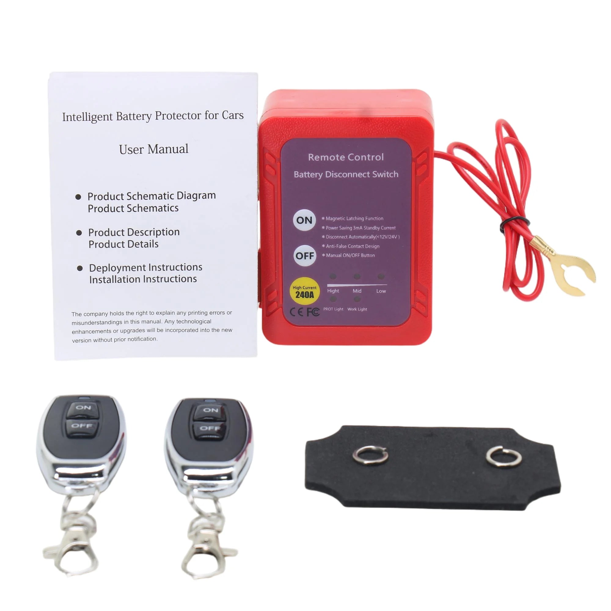 240A Circuit Breaker 12V Remote Battery Disconnect LED Voltage Indicator Automatic Power Switch Remote Control Switches