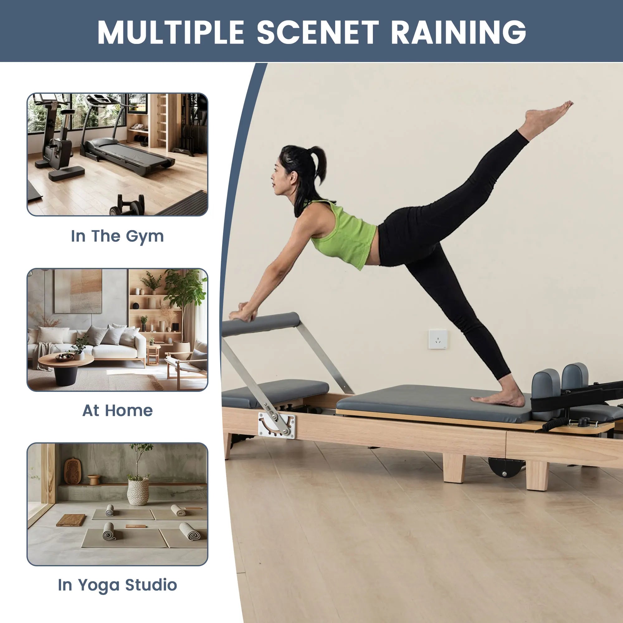 Wholesales Premium Foldable Wood Pilates Reformer Space Saving Folding Reformer Pilates