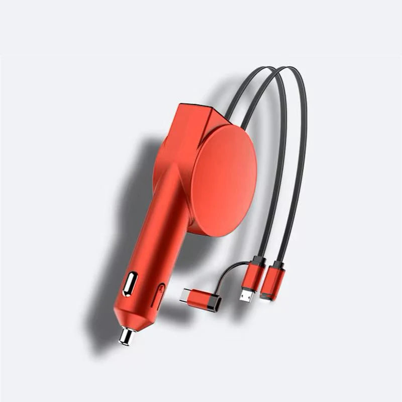 New 60W Super Fast Charging 3-in-1 Electric Car Charger Telescopic Charging Cables Adapters Android IOS Phone US Socket 3A