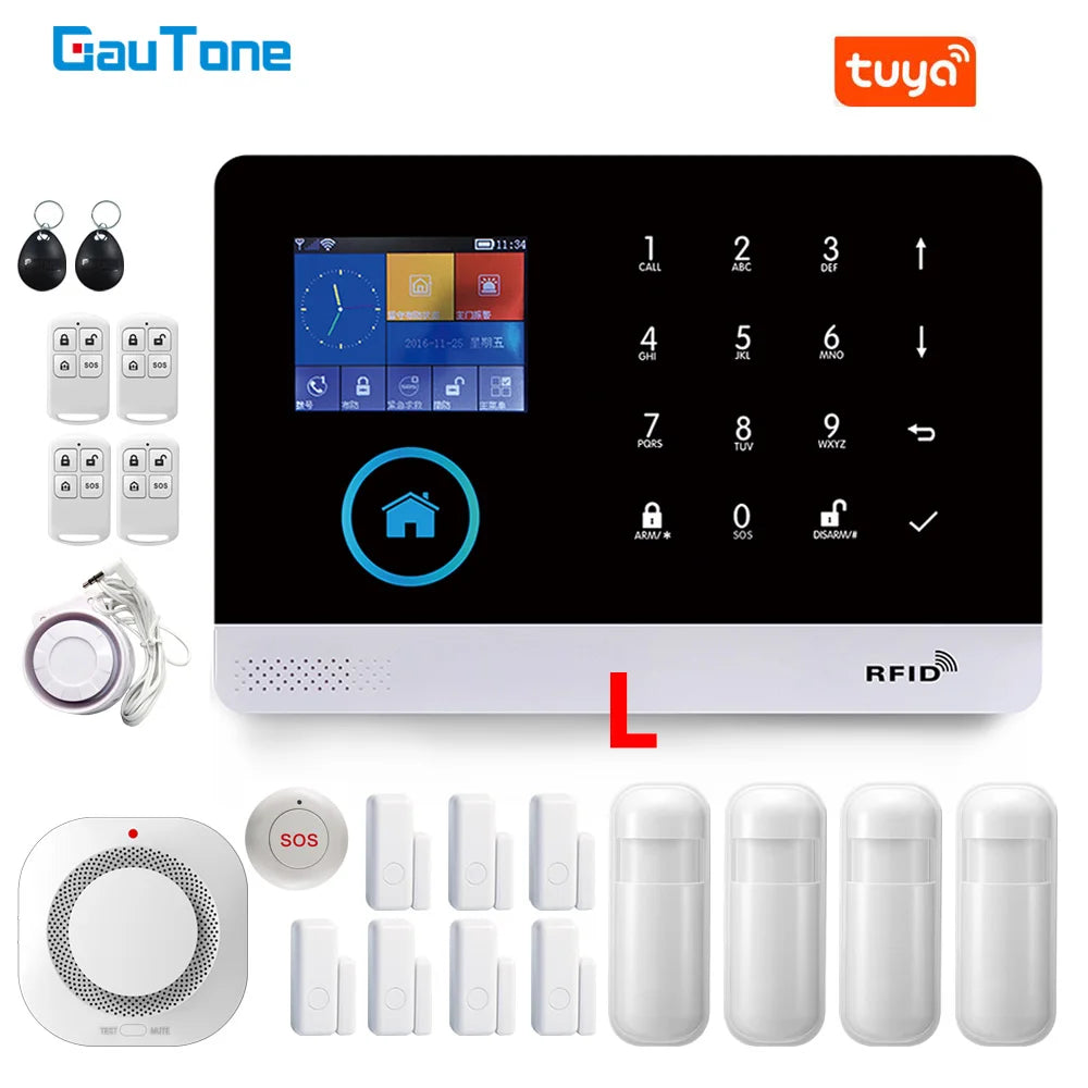 Smart Home WiFi GSM Alarm System for Home with Motion Sensor Wireless Siren Night Vision IP Camera Tuya Support Alexa
