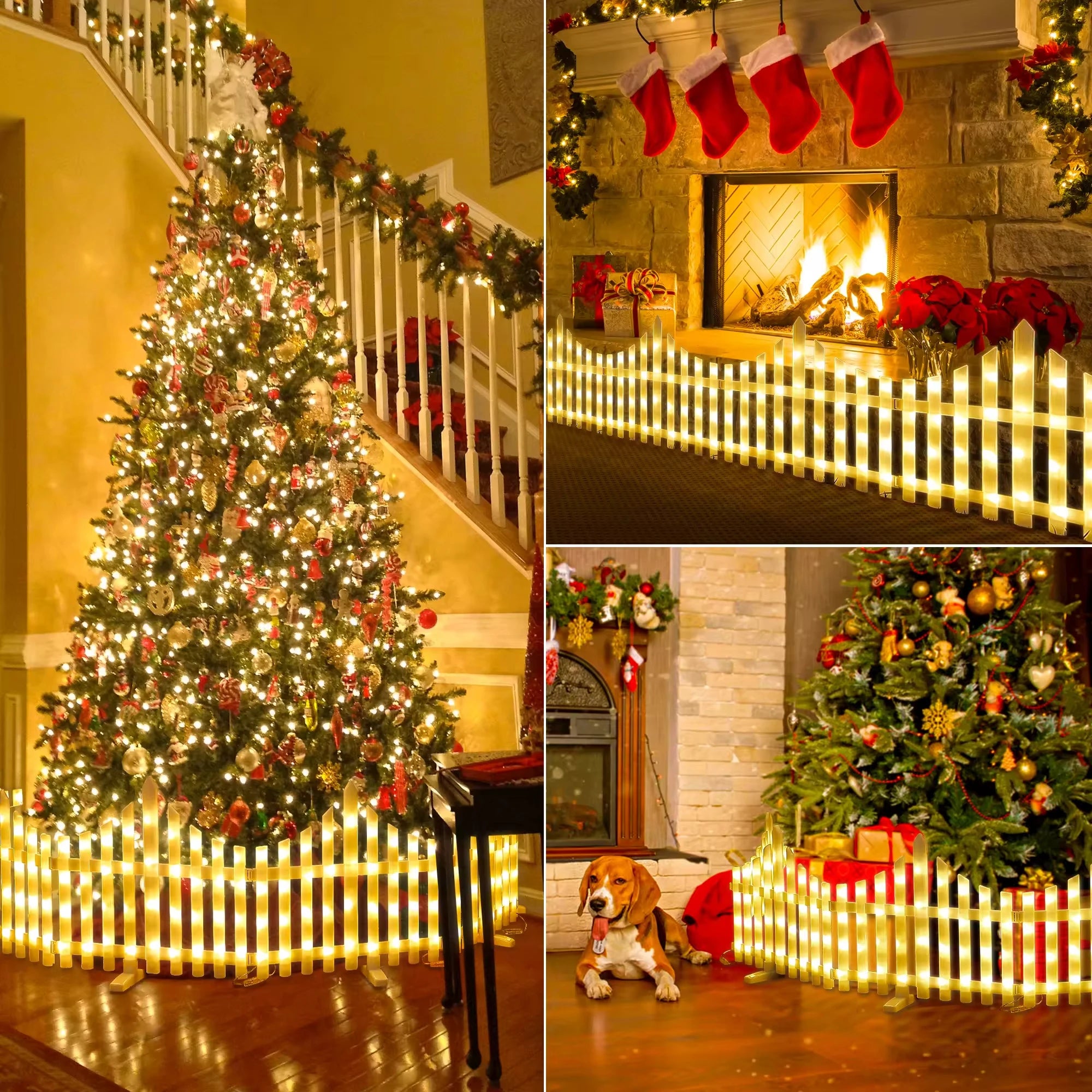 Waterproof Outdoor Solar & Plug Garden Fence Decorative Lighting for Christmas Tree and Courtyard Decoration