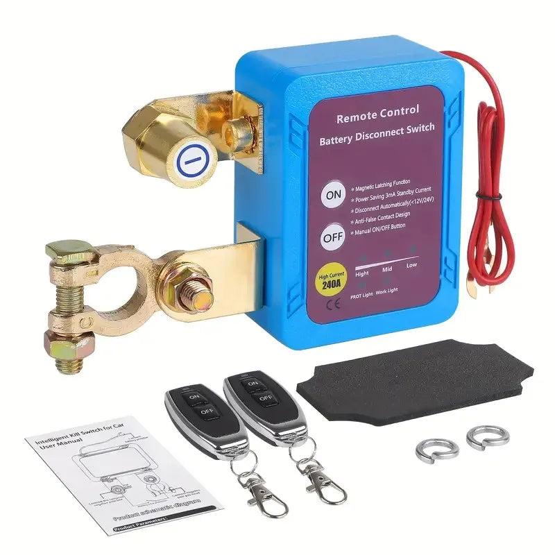 240A Circuit Breaker 12V Remote Battery Disconnect LED Voltage Indicator Automatic Power Switch Remote Control Switches