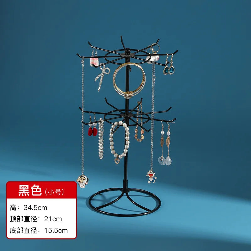 Jewelry Display Showcase 2 Tier Rotary Ornament Necklace Bracelet Rack Jewelry Holder Stand Display