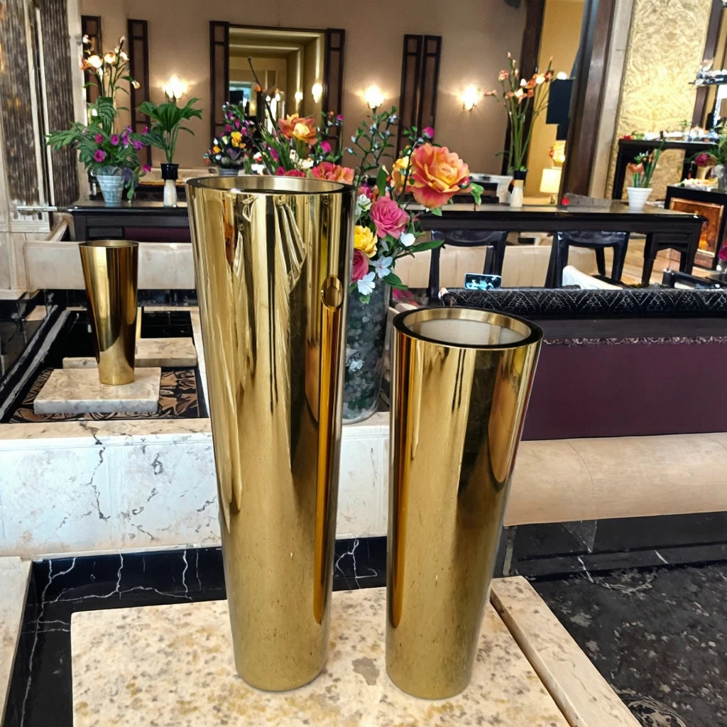 Luxury Modern Indoor Hotel Decor Stainless Steel Planter Gold Metal Vases Floor Vase for Living Room Iron Flower Plant Pot