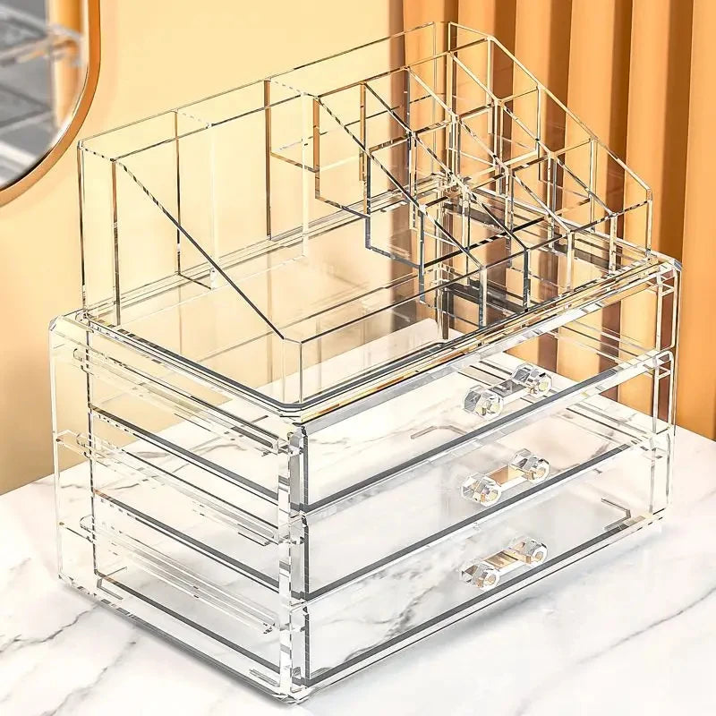 Cosmetics Beauty Supplies Acrylic Makeup Box Lipstick Jewelry Hair Accessories Makeup Brush Organizer Storage with Drawers