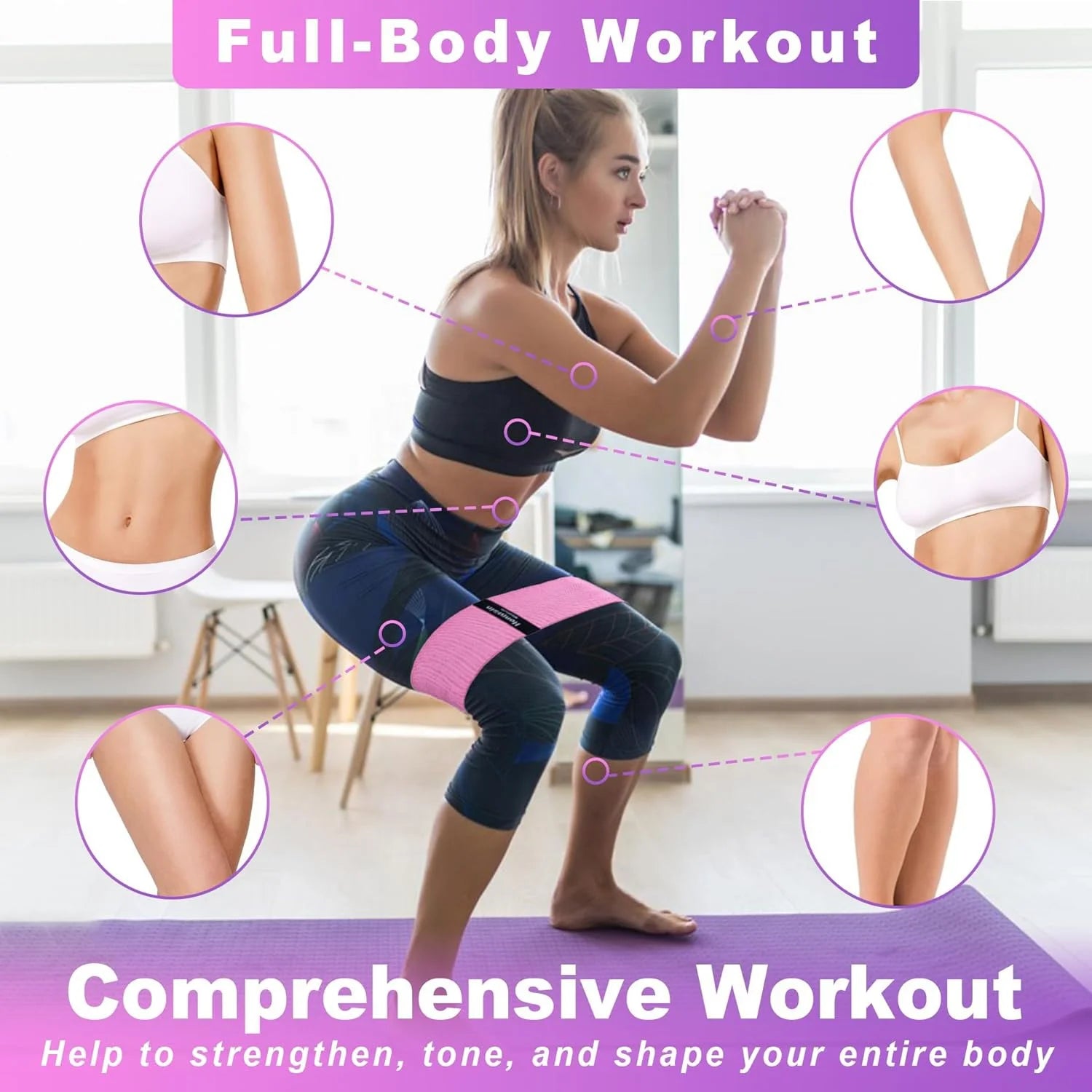 Factory Fabric Polyester Latex Hip Booty Resistance Bands Stretching Yoga Gym Workout Exercise Fitness Bands Gym Equipment