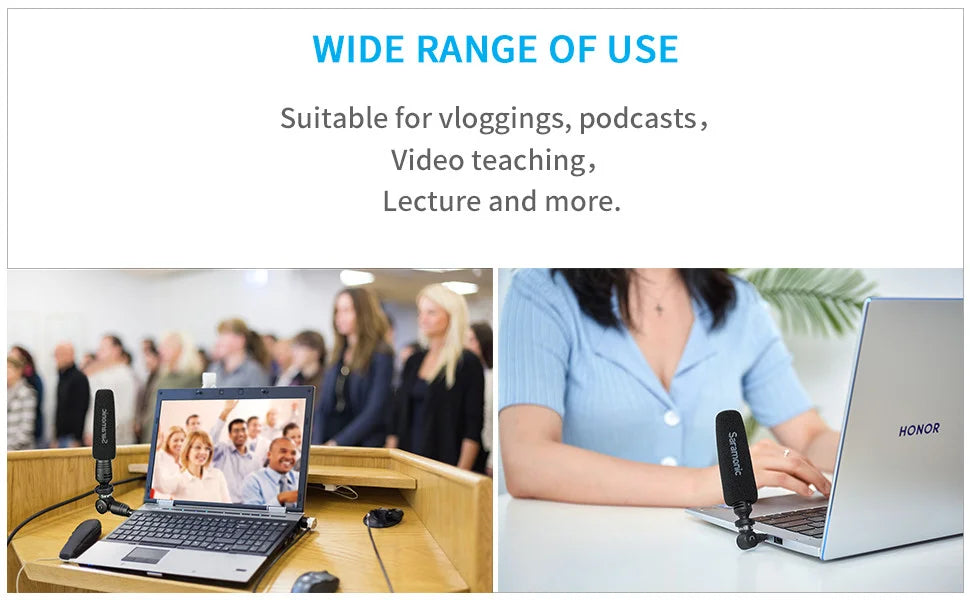 Saramonic SmartMic5 Mini Condenser Plug and Play Microphone for iPhone Android PC Computer DSLR Cameras Streaming YouTube Vlog