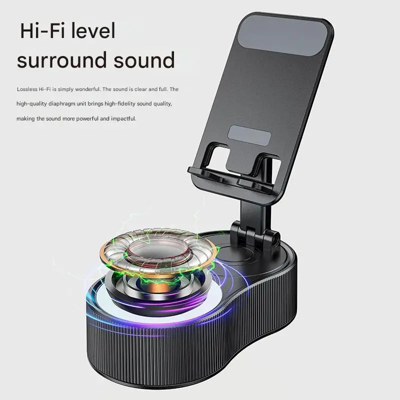 Multi Function Device 360 Rotating Speaker Height Adjustable Phone Stand Built in Power Bank  and Mini Ambient Light