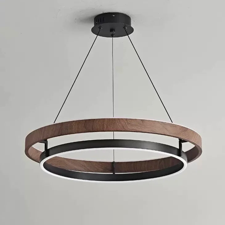 New Designer Minimalist Wood Grain Color Wabi-Sabi Style Circular Pendant Lamp for Living Room Chandeliers Pendant Lights