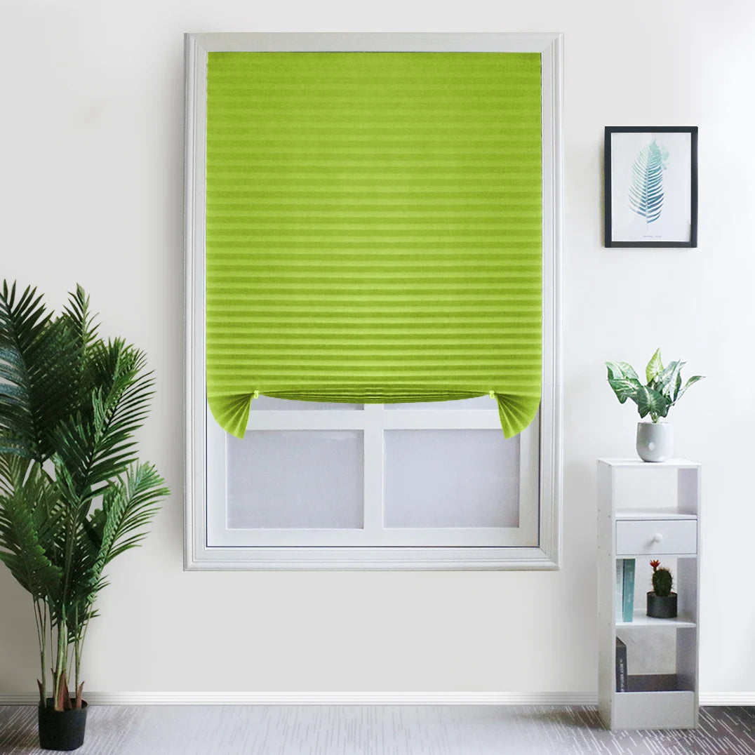 Easy to Install Light Filtering Pleated Paper Shades for Window Temporary and Portable Blinds with Clips Roman Zebra