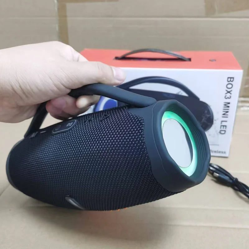 Mini Boombox3  LED Speaker 10W Bass With Handle Portable Wireless Music Player Waterproof Column Outdoor Party Box Gift