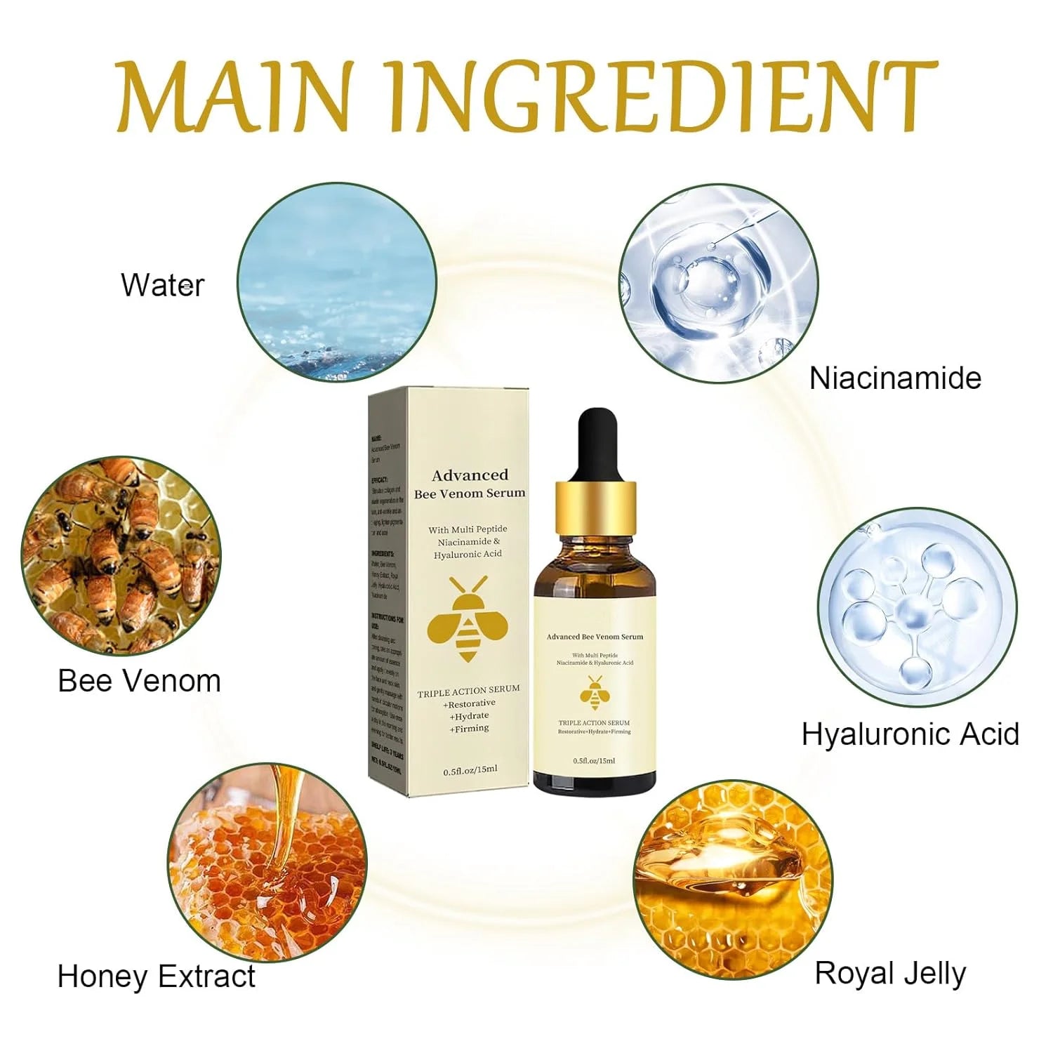 Advanced Bee Venom Serum, Anti-wrinkle and Firming Facial Serum, Facial Serum for Minimizing Fine Lines and Wrinkles