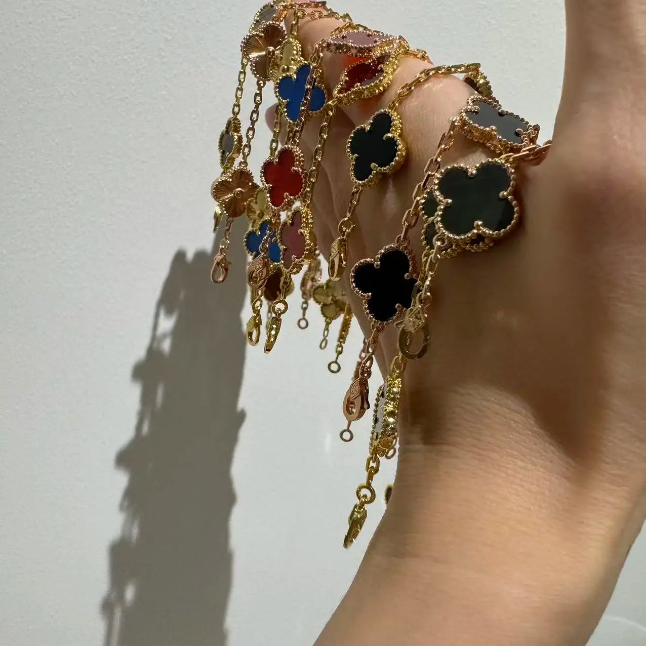 Luxury High Quality Fashion Chain Link Four Leaf Bracelets Femme 4-clover 15mm Flower Women's Bracelet
