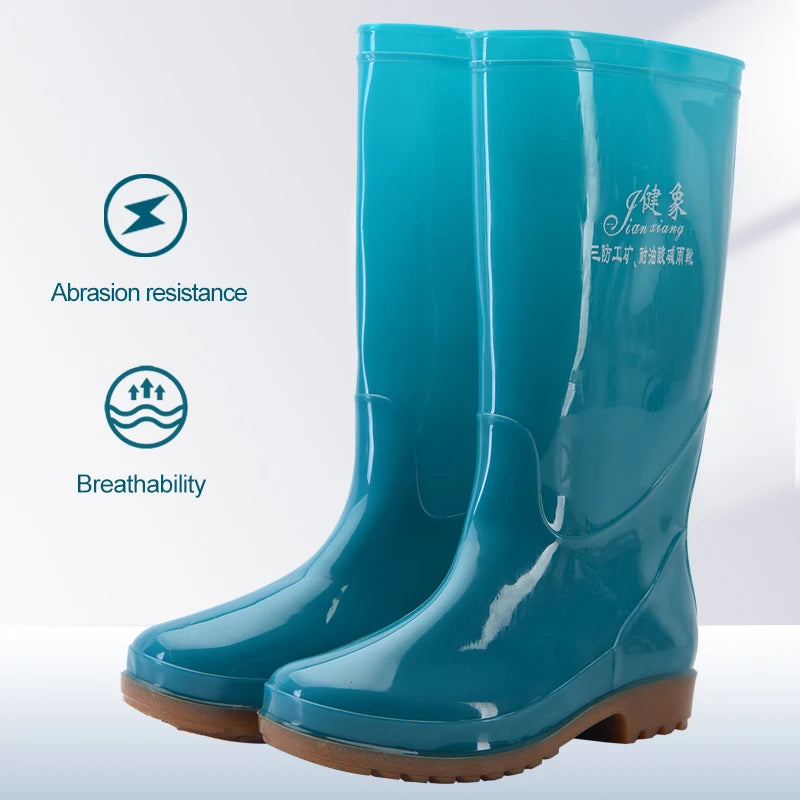 Women's Mid Tube Rain Shoes Labor protection Water Shoes, Rubber Shoes, Waterproof and Anti Fouling Rain Boots