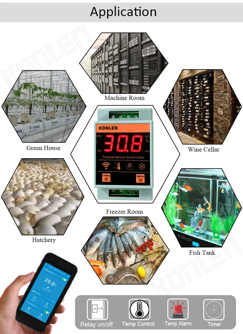 WIFI Tuya Temperature Sensor Heater Freezer Controller Digital Thermometer Monitor Alarm Remote Control Thermostat Smart Life