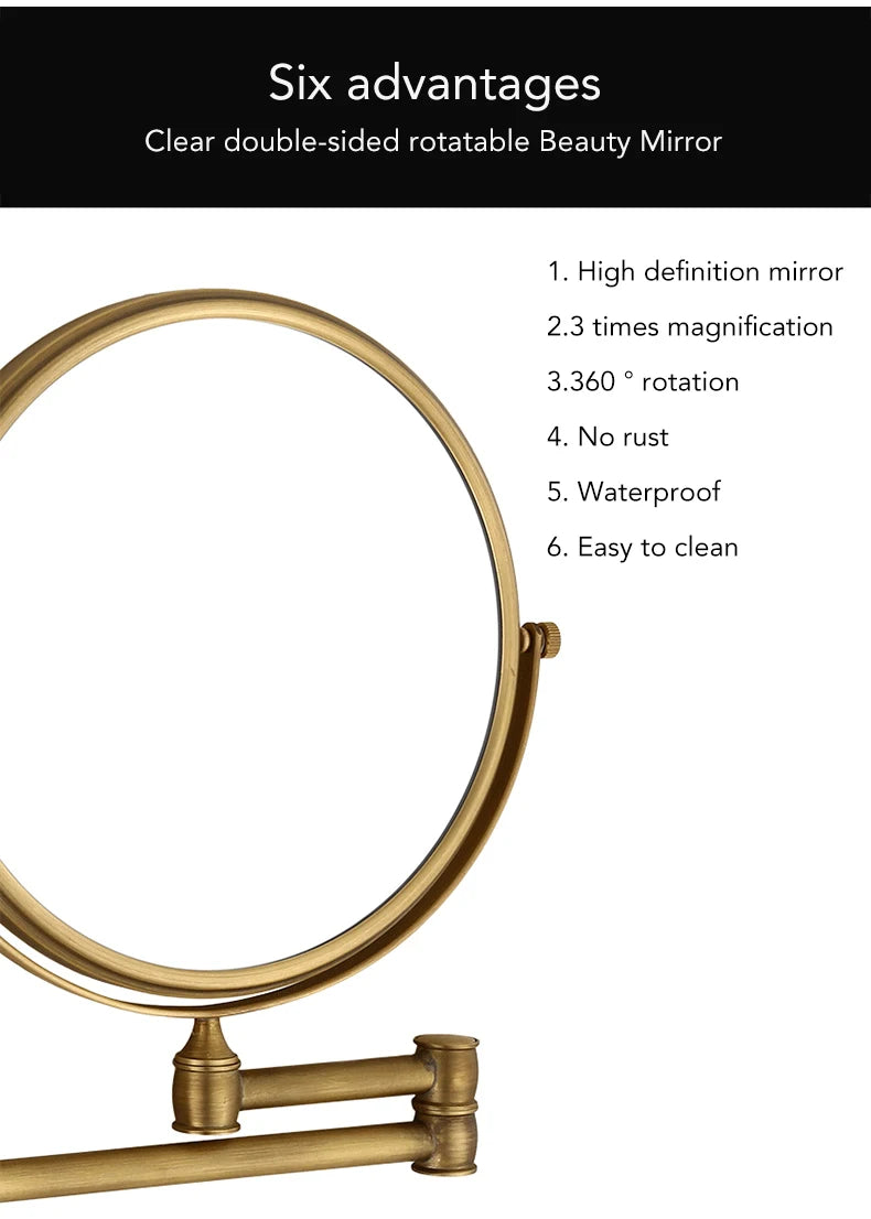 Bathroom Accessories Makeup Mirror Bath Mirror Antique Bronze Wall Mounted Magnifier Bathroom Mirrors Bathroom Hardware-80290