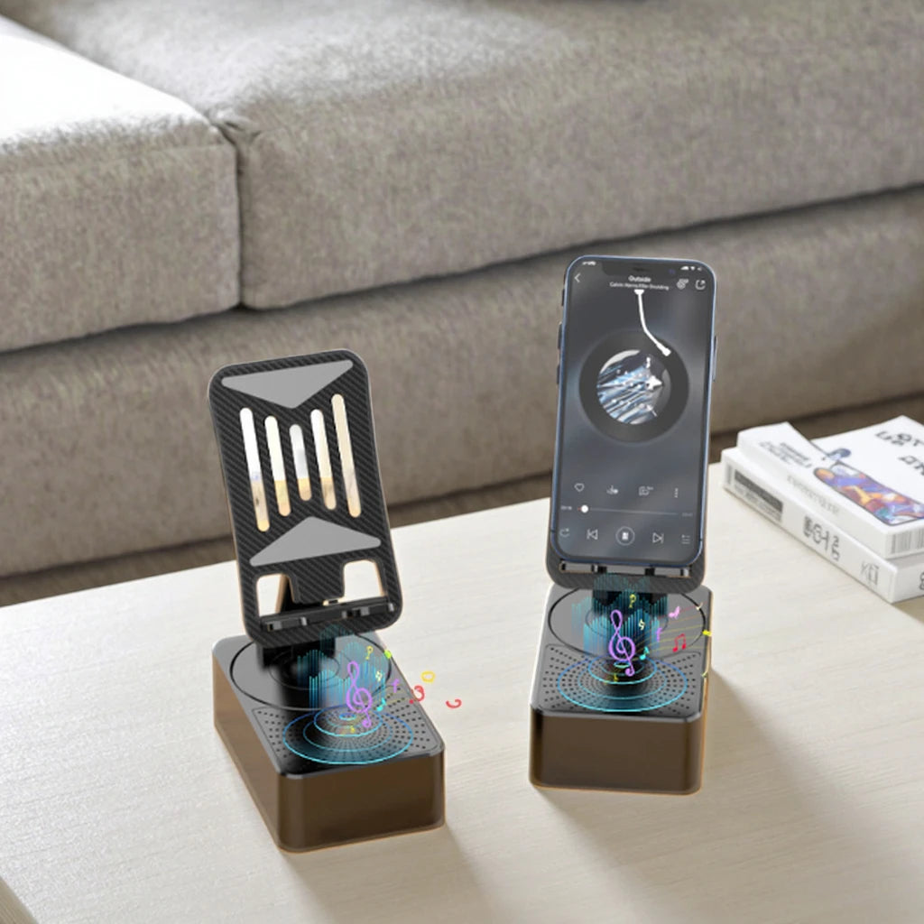 Latest 3-in-1 Portable Wireless Mini BT Music Box Blue Tooth Speaker Phone Holder Practical Mini Portable Playback Device