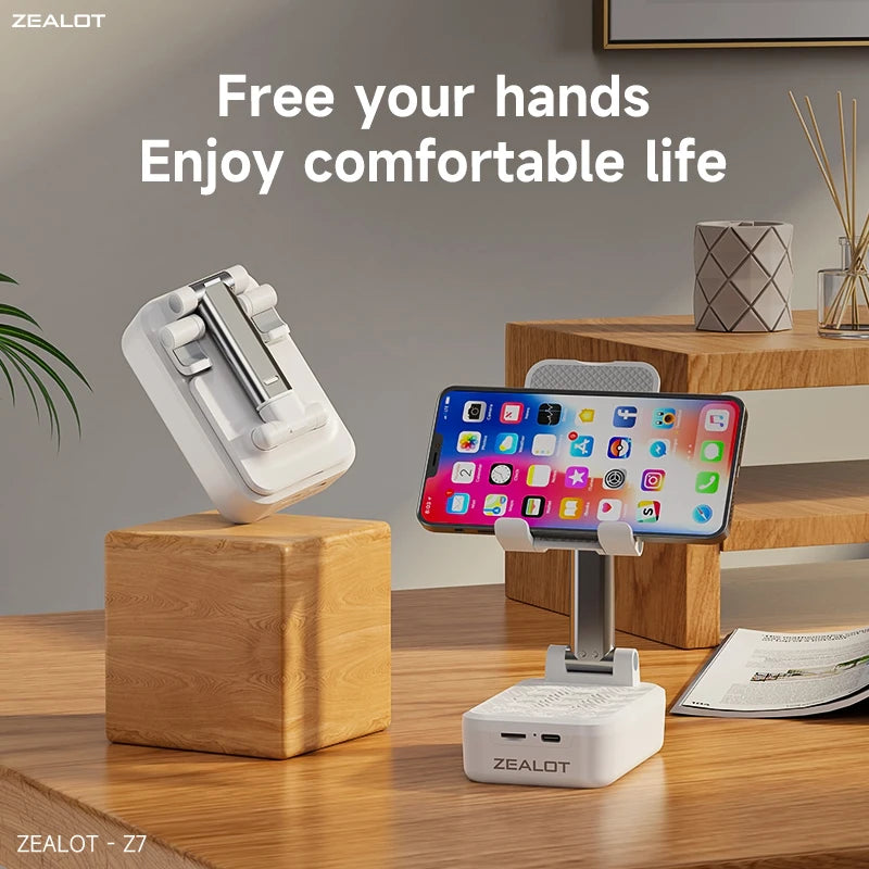 ZEALOT Z7 Phone Stand Wireless Speaker Desktop Kitchen Gadgets Phone Stand Portable Phone Stand with Speaker Birthday for Women