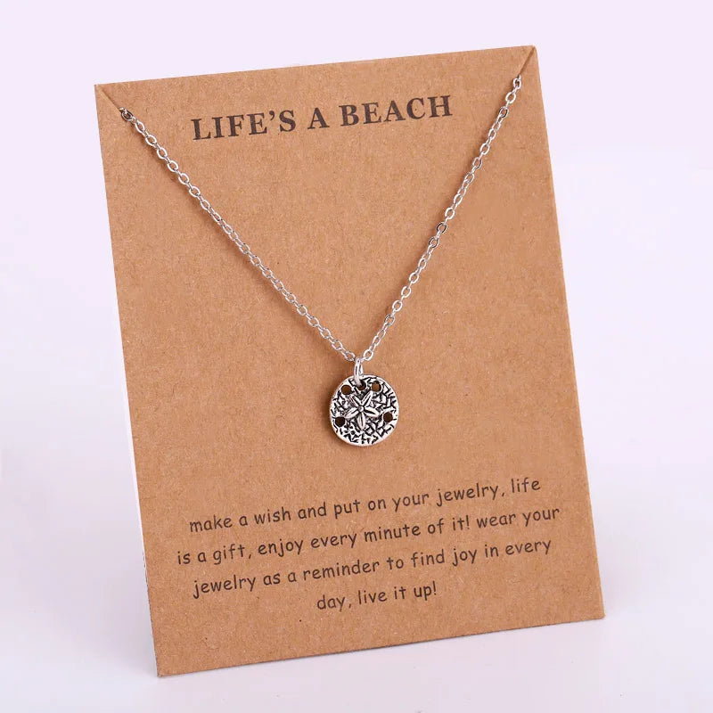 Summer Beach Ocean Jewelry Anchor Fish Shell Sand Dollar Shark Whale Starfish Seahorse Mermaid Wave Sea Turtle Collar Necklaces