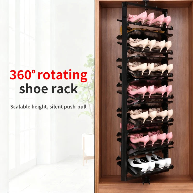 AOLISHENG 360 Degree Swivel Rotational Metal Shoe Rack Modern Design Telescopic Adjustable Height Hospital Home Living Room