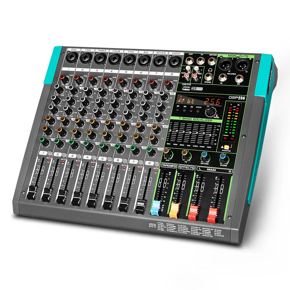 Depusheng GT8 8 Channels Professional Digital Audio Video Mixer With 500w*2 Amplifier Console for Studio Stage