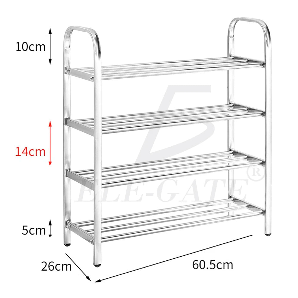 Elegate 4-Tier Stainless Steel Shoe Rack - Modern Minimalist Freestanding Storage Organizer for Living Room Home Furniture HOG.1